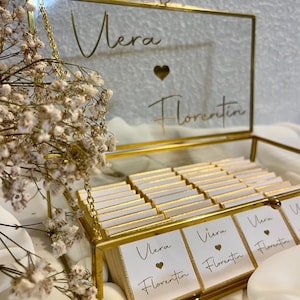 Personalized glass chocolate box • Guest gifts • Wedding • Jewelry box • Table decoration • Chocolate • Nisan • Jewelry box