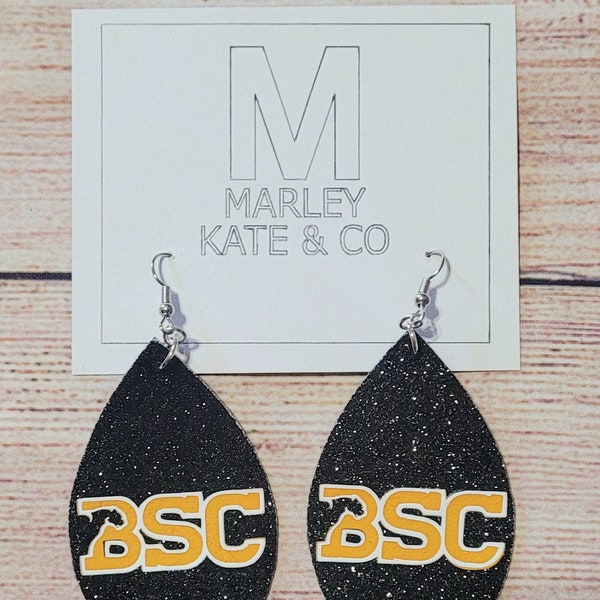 BSC Birmingham Southern College Game Day  School Spirit Faux Leather Earrings