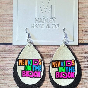 NKOTB New Kids on the Block 80's bright neon earrings!  Concert Ready, Girls weekend, perfect outfit accessory
