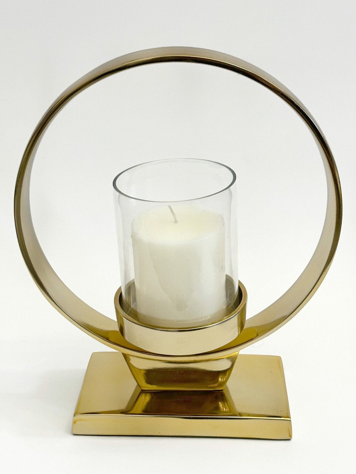 Gold Hurricane Candle Holder Pillar Glass Candle Sleeve Hurricane