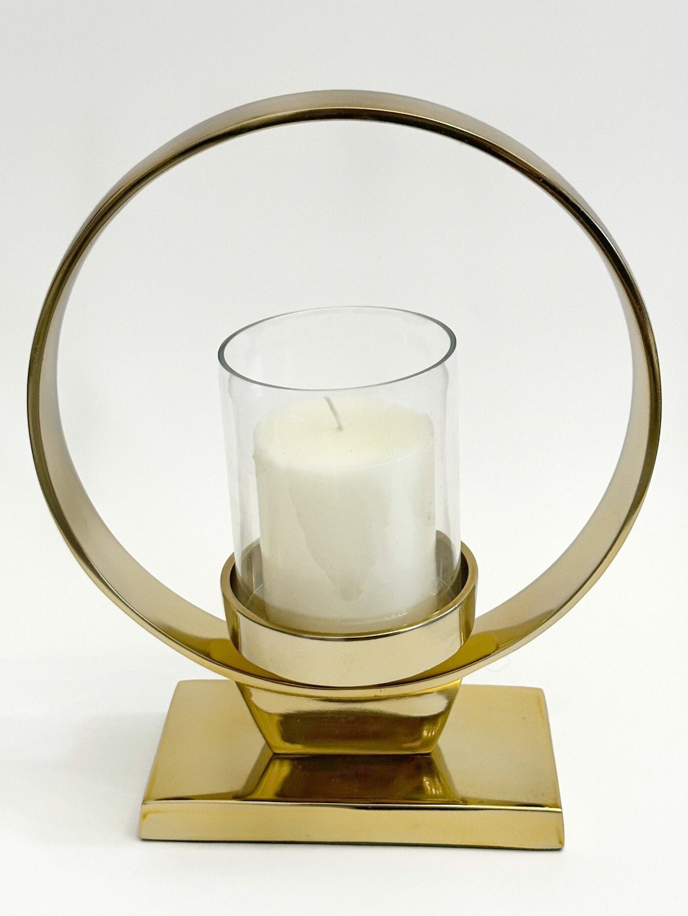 Gold Hurricane Candle Holder Pillar Glass Candle Sleeve Hurricane