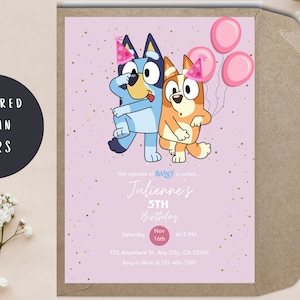 Bluey Birthday Invitation// Bluey Party Theme// Cute Bluey Invitation// Bluey Birthday