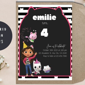 Gabby’s Dollhouse Birthday Invitation// Gabby’s Dollhouse Theme// Gabby’s Dollhouse Party