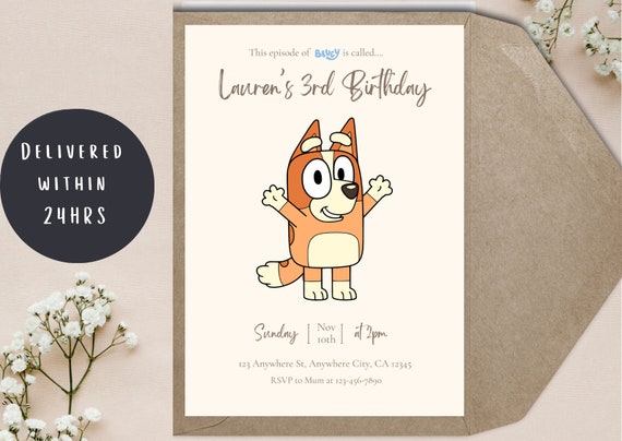 Bingo Bluey Invitation// Bluey Birthday// Bingo and Bluey// Bingo Party Invite// Cute Bluey Invitation// Cute Bingo Invitation