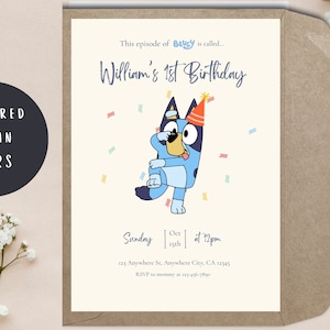 Bluey Birthday invitation// Cute Bluey invitation// Bluey Invitation// Modern Bluey Invitation// Pastel Bluey Invitation