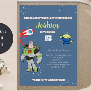 Toy Story Birthday Invitation// Buzz Lightyear Birthday// Buzz Lightyear Invitation// Buzz Toy Story// Buzz Lighter Theme