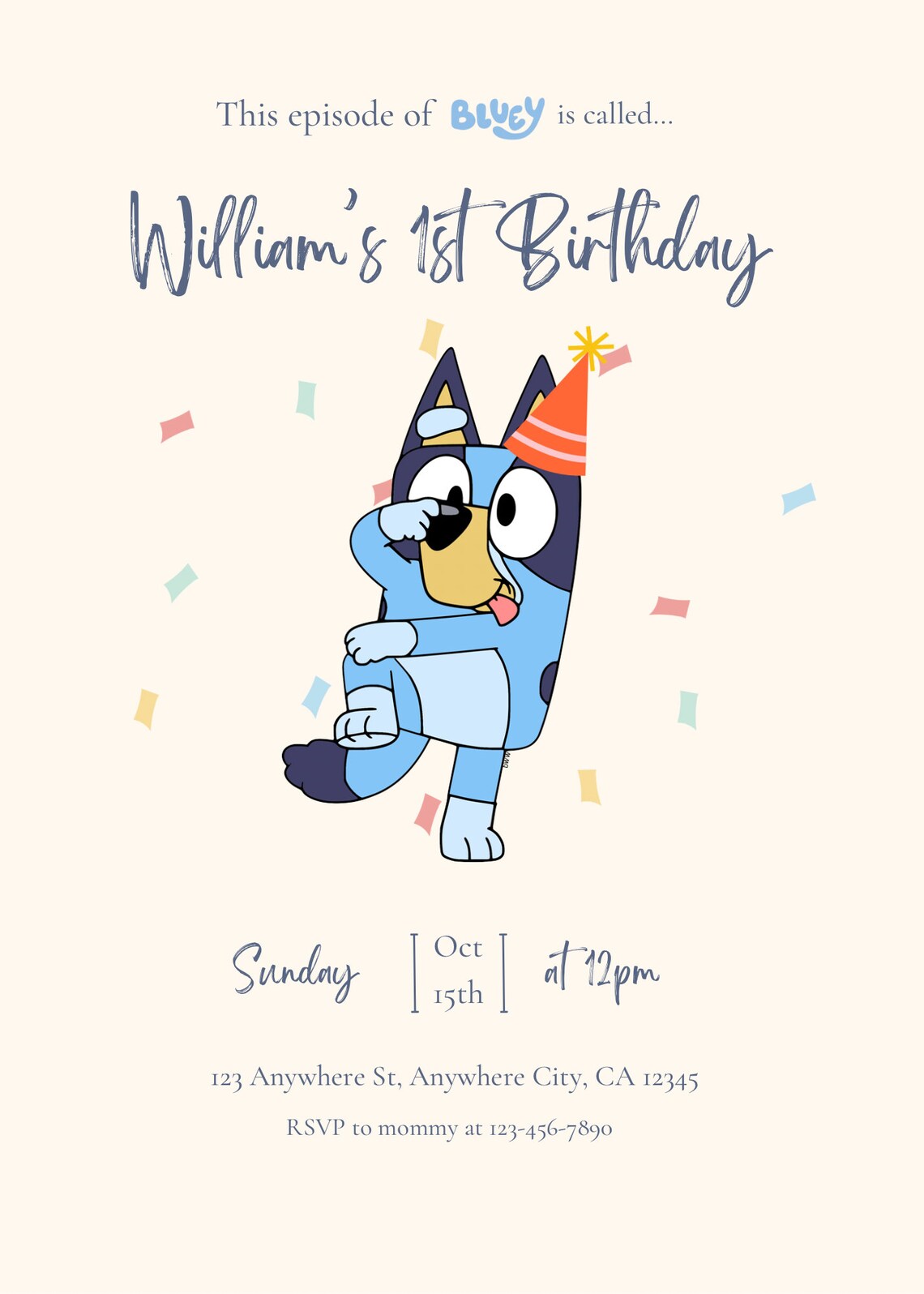 Bluey Birthday Invitation// Cute Bluey Invitation// Bluey Invitation ...
