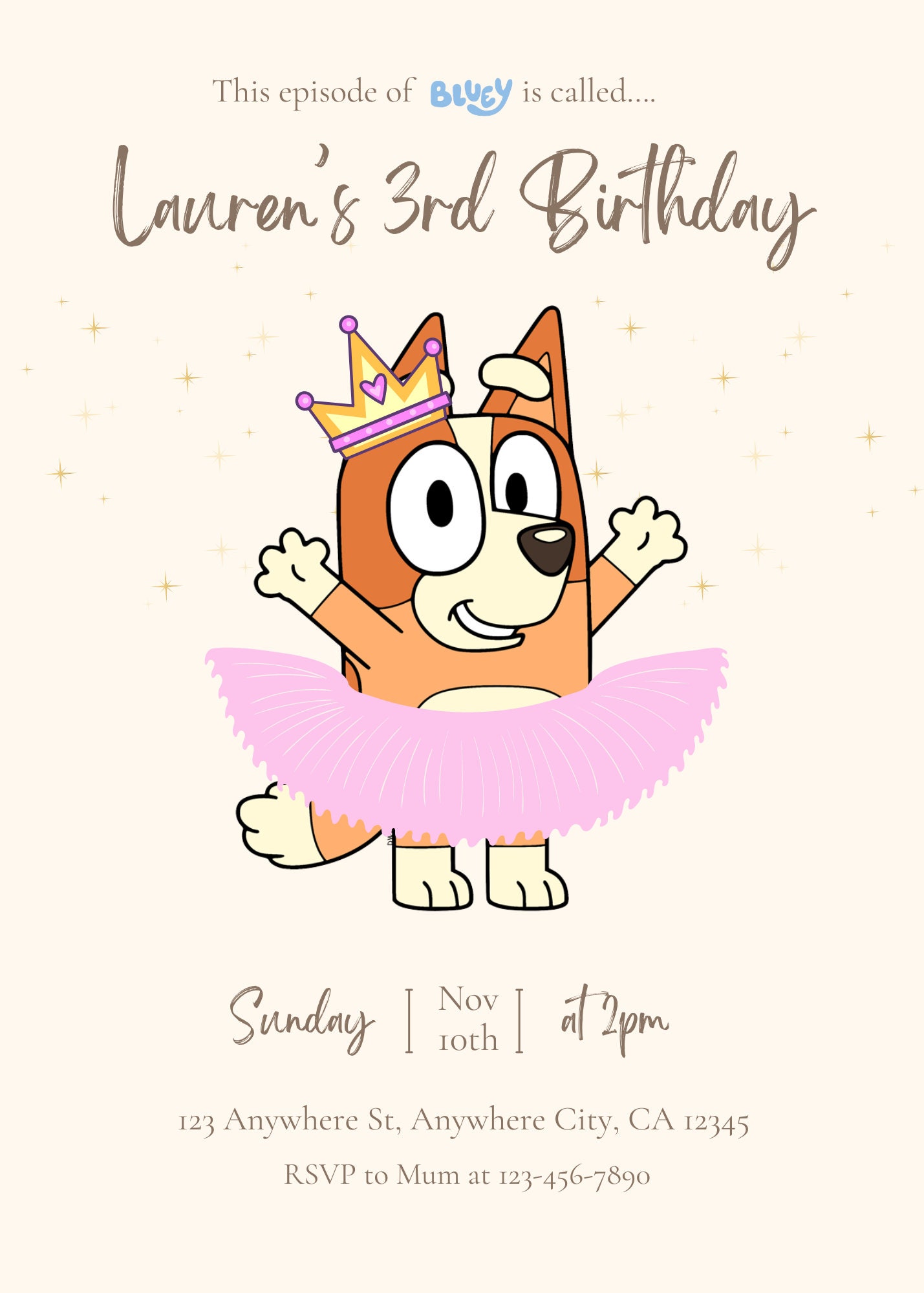 Mobile Bluey Invitation by Ellie's Creations