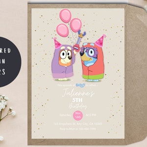 Bluey Birthday Invitation// Bluey Themed Party// Cute Bluey Invitation// Grannies Bluey Episode