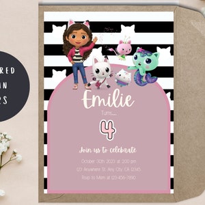 Gabby’s Dollhouse Birthday Invitation// Gabby’s Dollhouse Theme// Gabby’s Dollhouse Party Invite