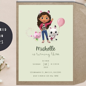 Gabby’s Dollhouse Birthday Invitation// Gabby’s Dollhouse Invitation// Gabby’s Dollhouse Party