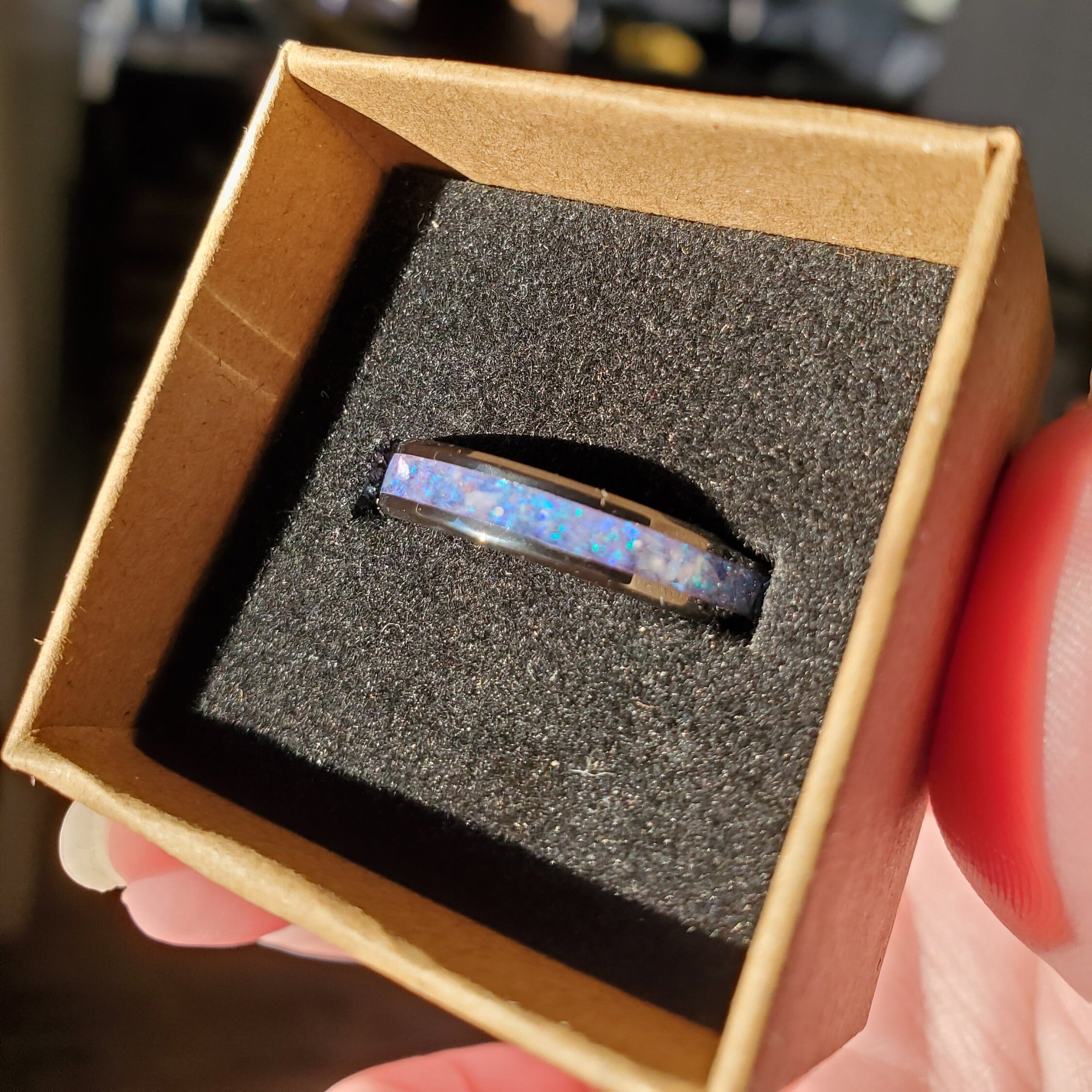 Custom Crushed Opal Inlay Ring Narrow 4mm Etsy