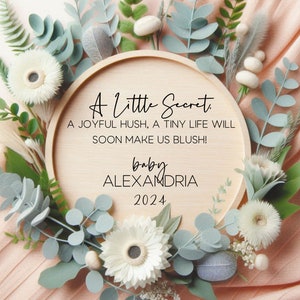 Boho Girl-Pregnancy Announcement Digital-Floral Baby Girl Announcement-Pink Gender Reveal-Girly Instagram Baby Reveal-Editable Template