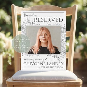 DIGITAL DOWNLOAD - In Loving Memory Wedding Reserved Seat Sign Personalized Memorial Plaque Wedding Memorial Seat Decoration