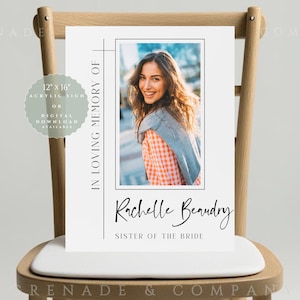 Reserved Seat In Loving Memory Wedding Chair Memorial Sign For Family of Bride and Groom In Minimalist Design on 12&quot;x16&quot; White Acrylic