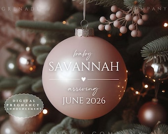 Modelo de anúncio de gravidez de Natal – Revelação digital neutra em termos de gênero para dezembro nas redes sociais – Anúncio de bebê de Natal editável