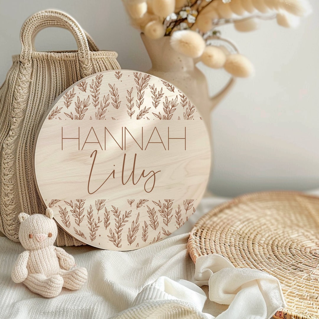 Name Sign Girl Rustic Rectangular Wildflower Baby Name Sign Girl/boy-boho Name Announcement-wood Birth ...
