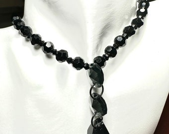 Black Crystal necklace with toggle clasp