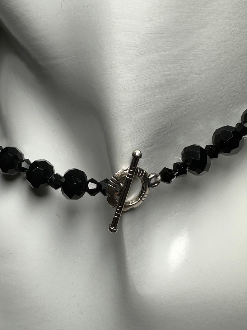 Black Crystal necklace with toggle clasp image 2