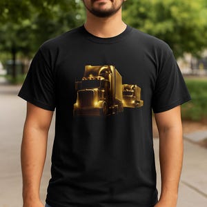 Truckers Black Golden T Shirt lightweight cotton tee semi fitted men’s shirt custom truck driver graphic unisex casual wear birthday gift