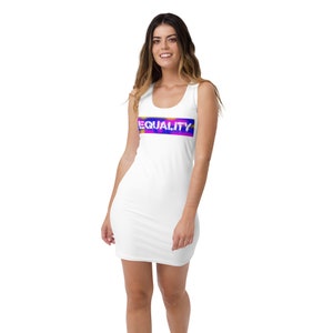 Equality Multi Colored Graphic  Sublimation Cut & Sew Dress