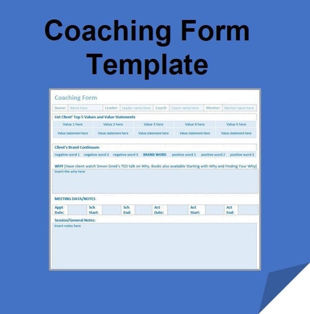 Coaching Form Template - Etsy