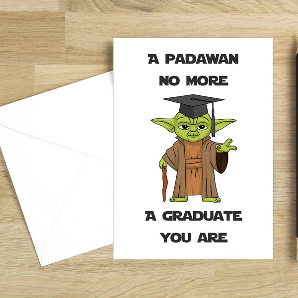 Star Wars Graduation Card | Funny Yoda Card | Printable Greeting Card | Gift for Star Wars Fans | Print From Home | Card for Graduate