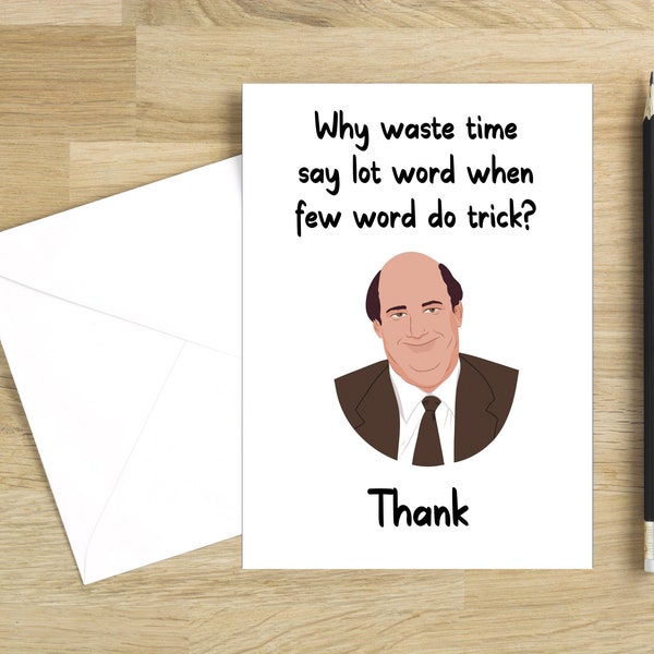 Funny Thank You Card | The Office Thank You Card | Kevin Malone Quote | The Office Quote | Print From Home | Office Thanksgiving Card