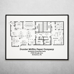 Dunder Mifflin Floor Plan the Office Show the Office Print Map of