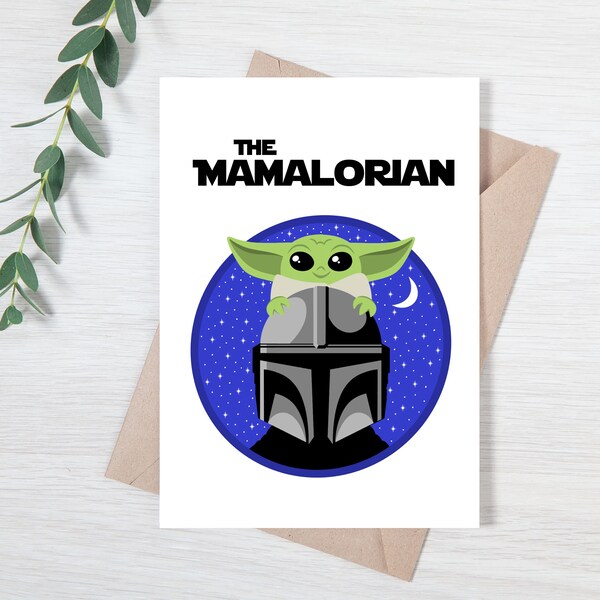 Star Wars Mother's Day Card | Funny Mother's Day Gift | Mandalorian Mothers Day | Baby Yoda Card | Print From Home | Mamalorian | Nerdy Mom