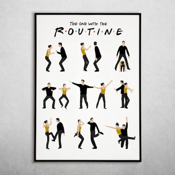 Friends Print | The Routine From Friends | Print From Home | Ross and Monica Dance | New Years Dance | The One With The Routine | Minimalist
