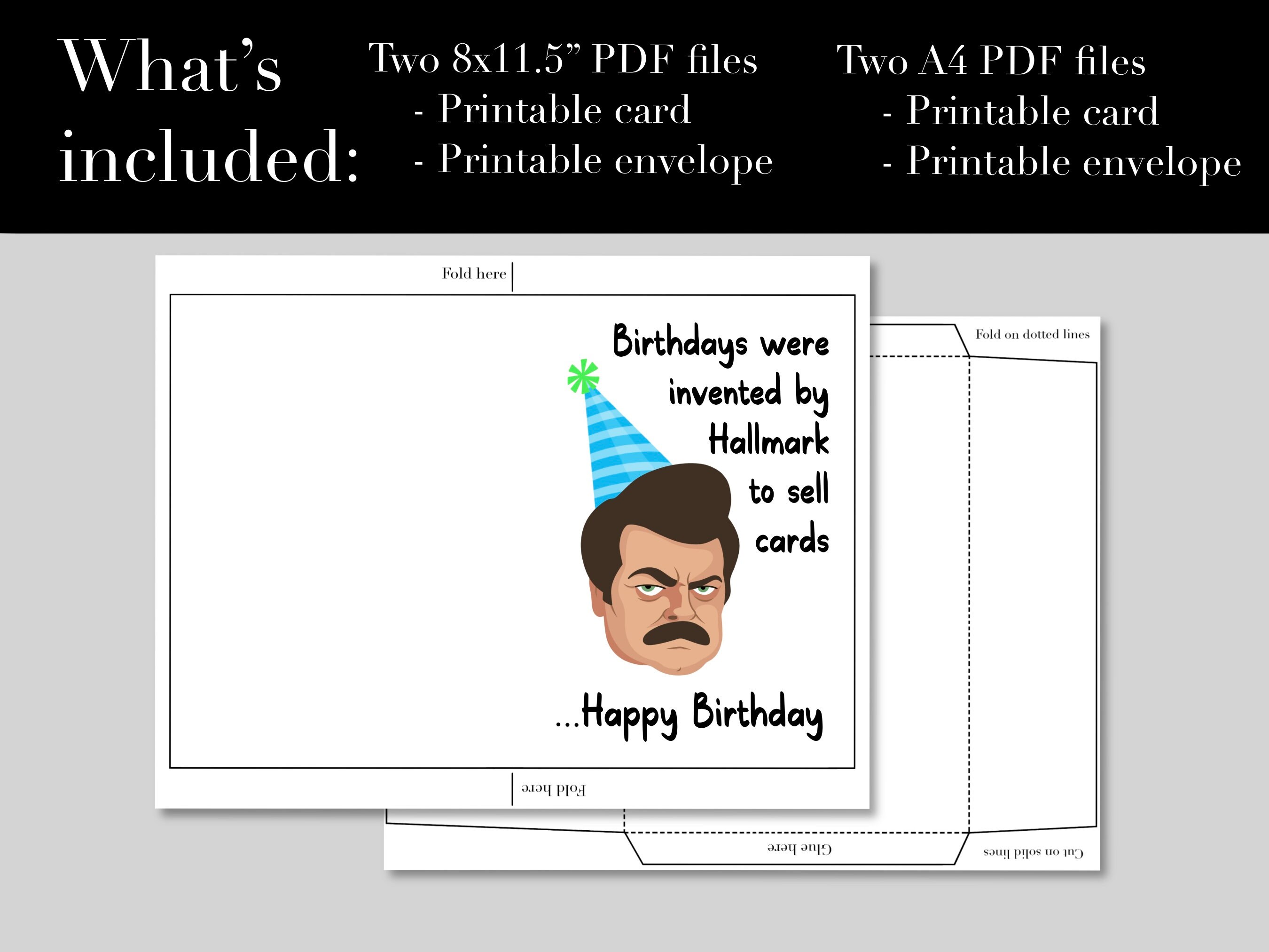 Funny Ron Swanson Birthday Card Parks and Recreation Birthday Card Gift for Parks and Rec Fans ...