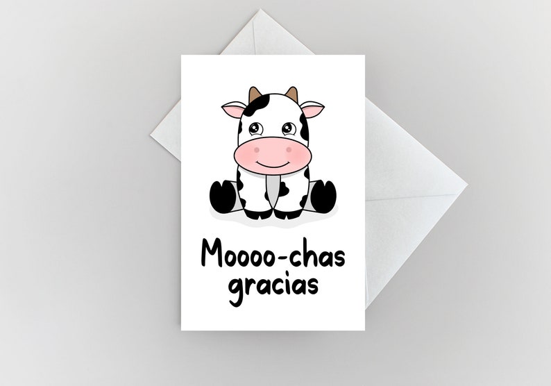 Cute Thank You Card Printable Card Spanish Pun Blank Thank You Note ...