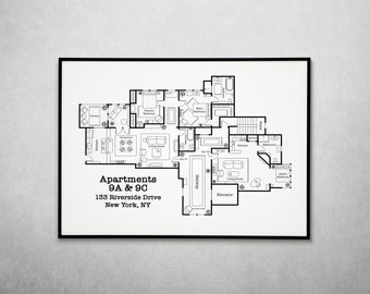 Will And Grace Apartment Floor Plan | Will Truman | Grace Adler | Map of Will & Grace Apartments | Television Floor Plan | Minimalist Decor
