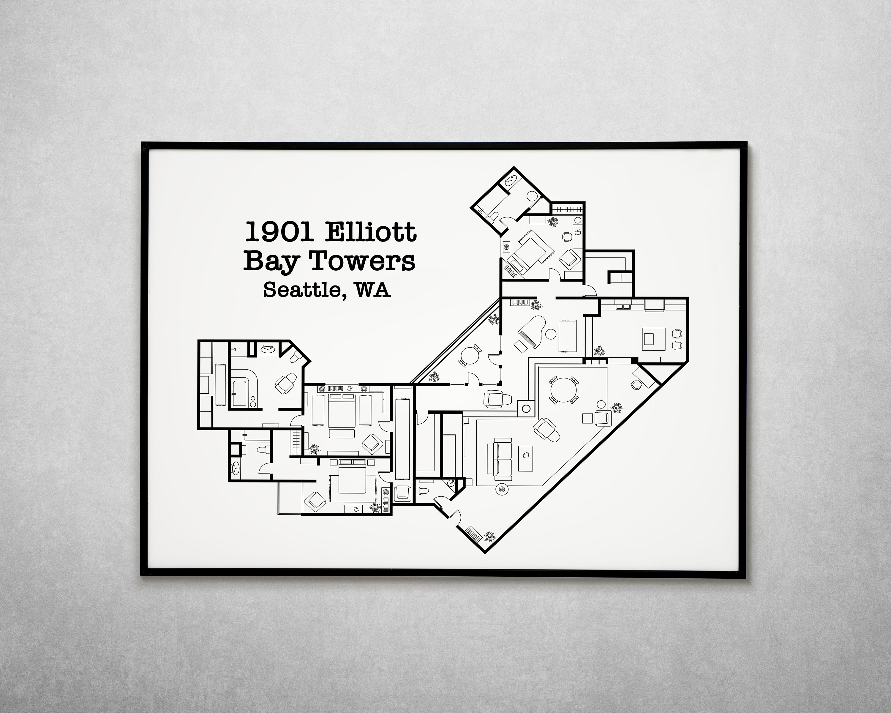 Frasier Apartment Floor Plan Frasier Crane Print Map of Frasier's ...