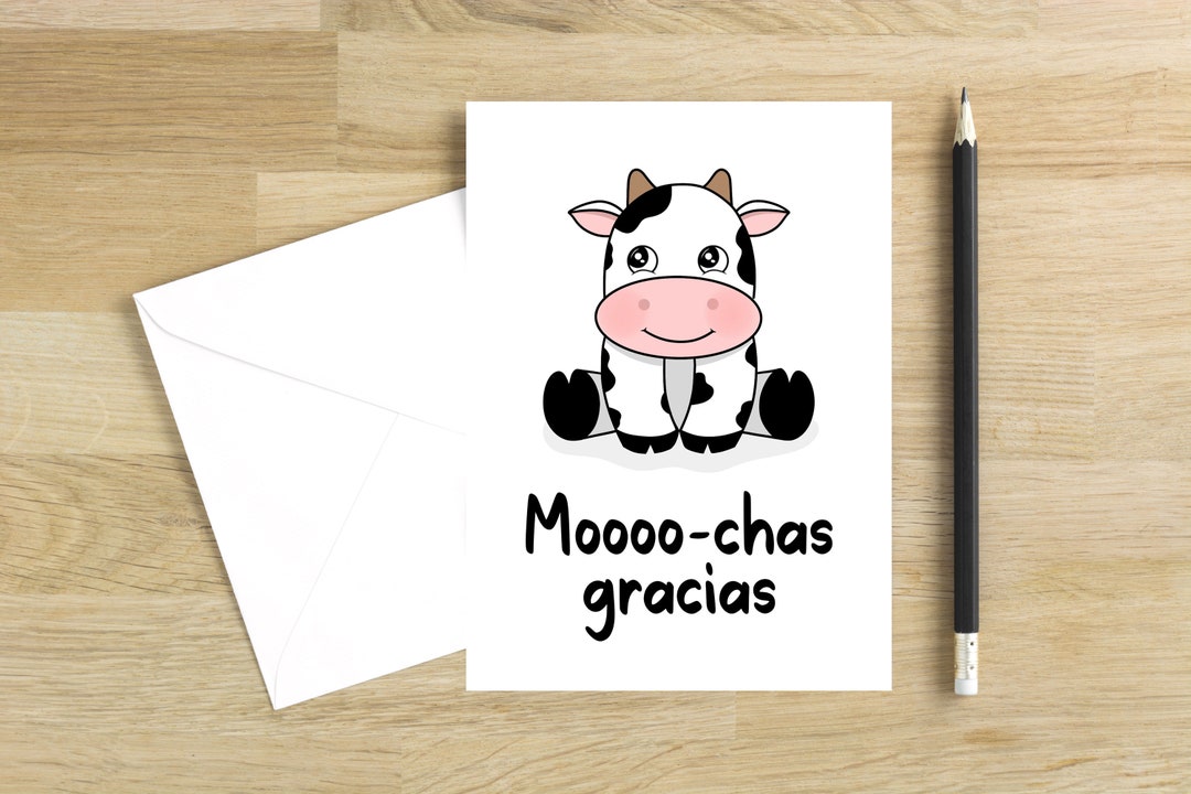 Cute Thank You Card Printable Card Spanish Pun Blank Thank You Note ...