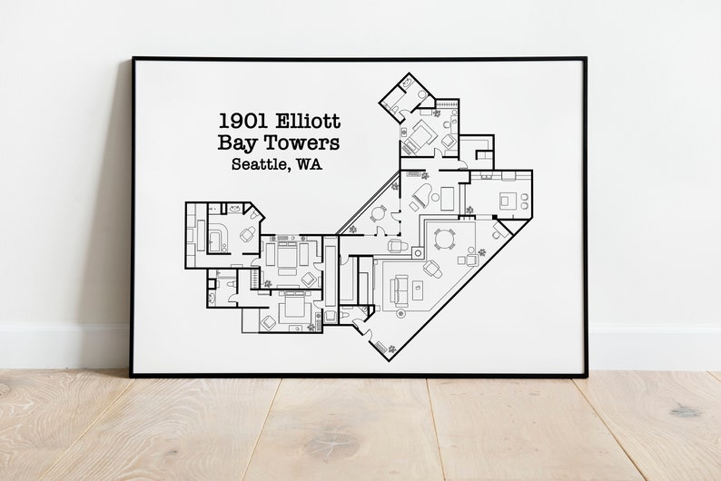 Frasier Apartment Floor Plan Frasier Crane Print Map of Frasier's ...