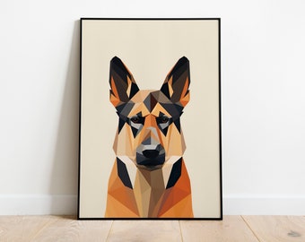 Abstract German Shepherd Print | Minimalist Dog Painting | Dog Portrait | Pet Portrait | German Shepherd Portrait | Shepherd Dog Print