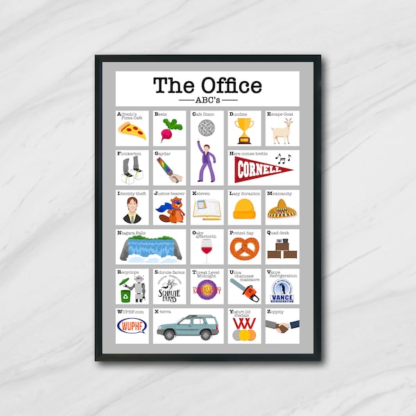 The Office Print | Dunder Mifflin Print | ABCs of The Office Poster | Print From Home | Michael Scott | Dwight Schrute | Funny Office Decor