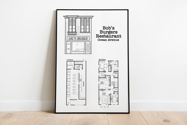 Bobs Burgers Print Bobs Burgers Floor Plan Television Floor Plan