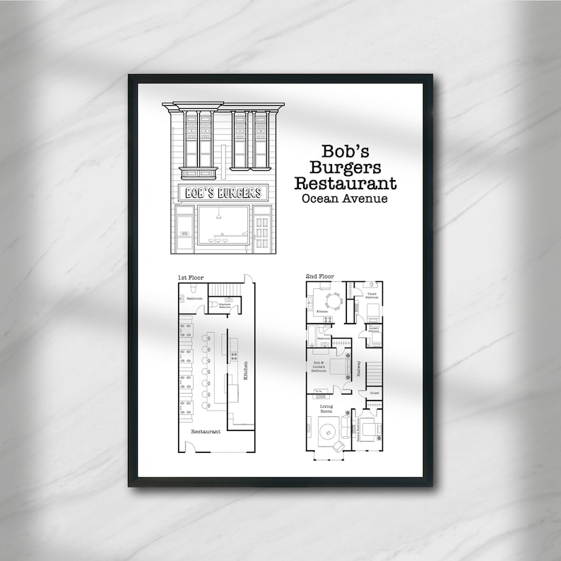 Bobs Burgers Print Bobs Burgers Floor Plan Television Floor Plan
