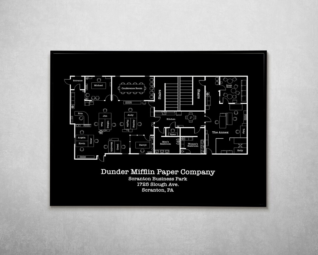 Dunder Mifflin Floor Plan the Office Show the Office Print Map of Dunder Mifflin Television