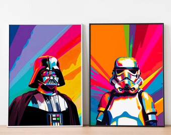 Modern Star Wars Print Set | Darth Vader Print | Star Wars Pop Art | Storm Trooper Print | Instant Download | Abstract Star Wars Wall Art