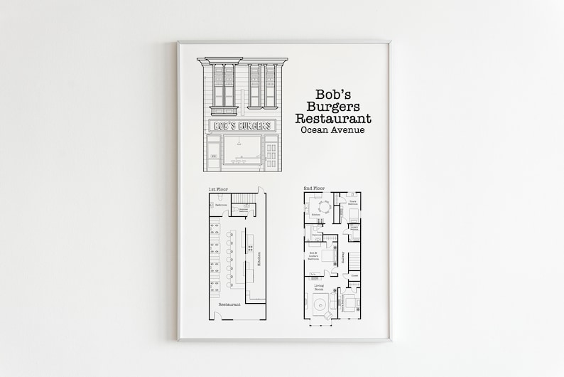 Bobs Burgers Print Bobs Burgers Floor Plan Television Floor Plan