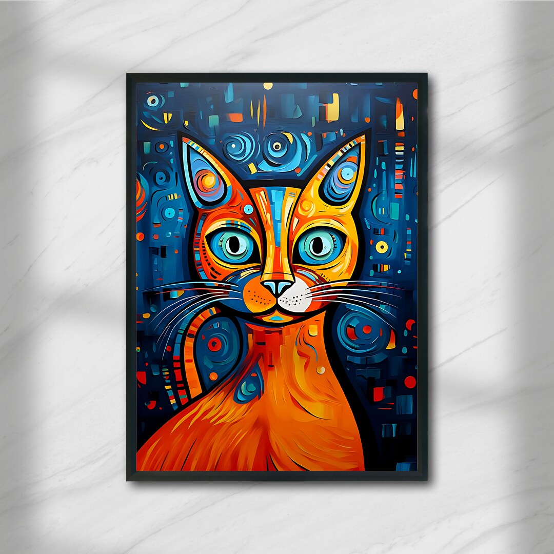 Orange Cat Print Painting of Orange Cat Abstract Cat Art Pet Portrait