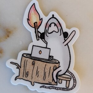 Sticker opossum en colère. Autocollant drôle. Travail à domicile.
