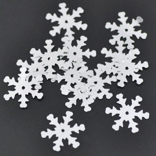 Winter Snowflakes PVC Sequins or Confetti Paillettes Silvery White 19x17mm(6/8"x5/8"), 1000 PCs