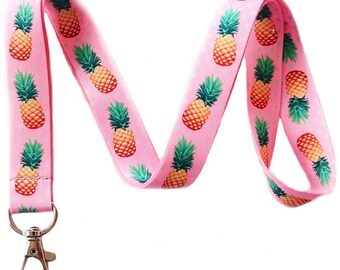 Pineapple Print Lanyard ID Badge Holder w/ Decorated Card Insert