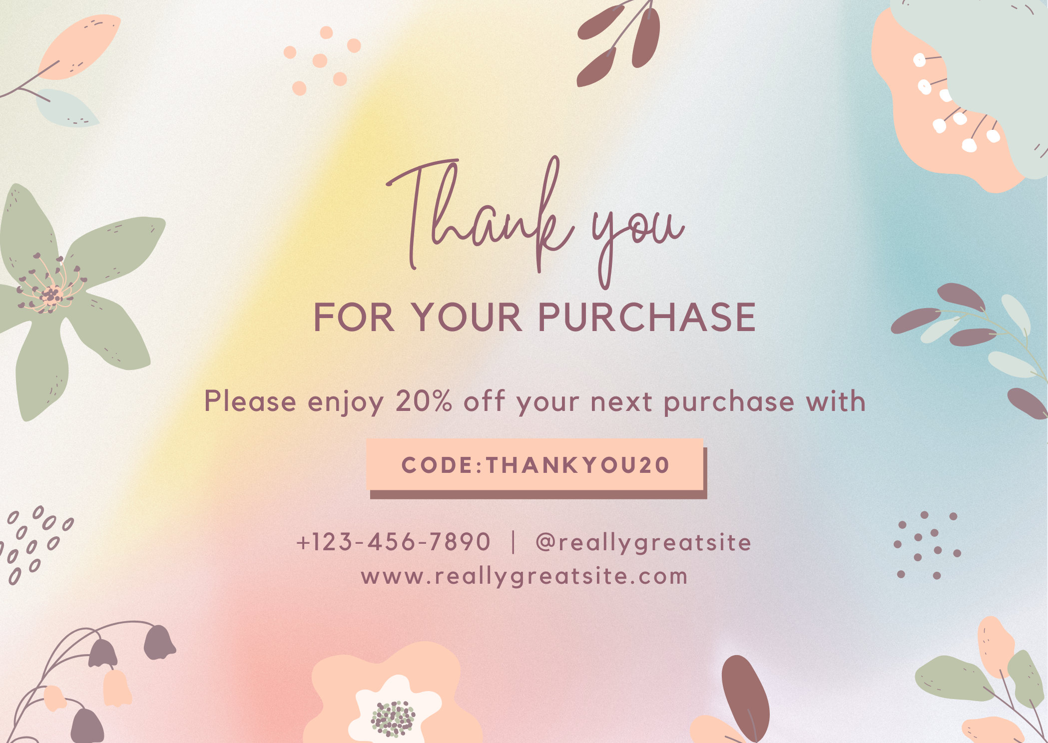 Thank You for Your Purchase Card Template 2 | Instant Download ...