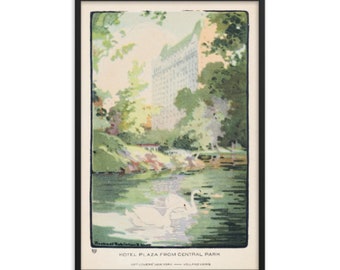 Hotel Plaza from Central Park (1914) Famous American Impressionism Illustration by Rachael Robinson Elmer Print